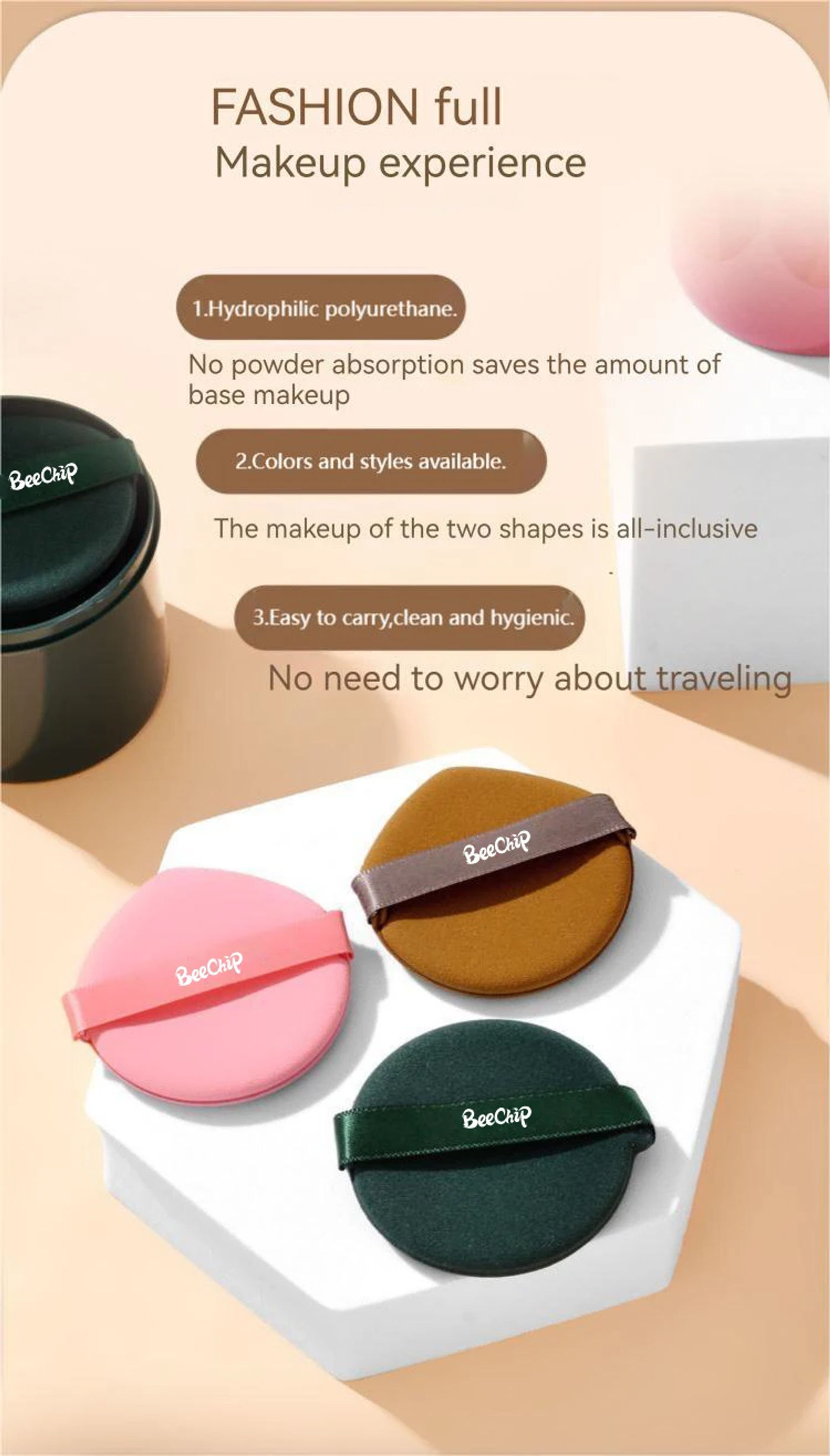 Description Picture 3 of item7PCS Powder Puff Prevents Bacteria Buildup Powder Puff Storage Box Evenly Applies Makeup Create A Flawless Makeup Look