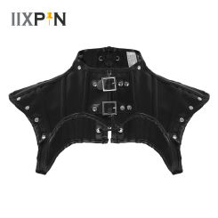 IIXPIN Cut Out Shapewear Short Gothic Shoulder Tops Women's Steampunk Lace Up Accessories Sexy Leather Rivets Corsets Top