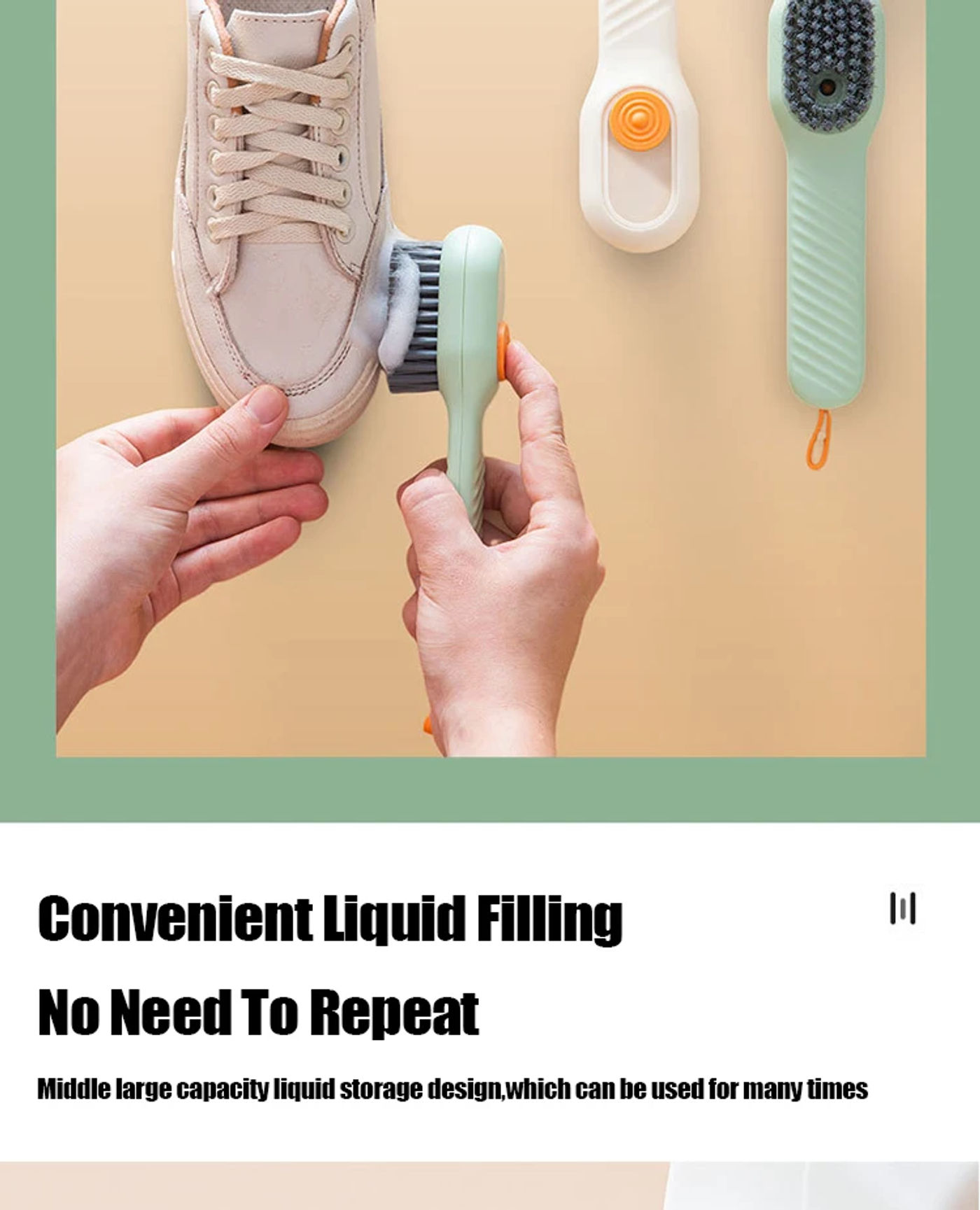 Description Picture 5 of item1/2Pcs Multifunctional Cleaning Brush Soft Automatic Liquid Shoe Brush Clothes Brush Shoe Clothing Board Brush Shoe Cleaner Tool