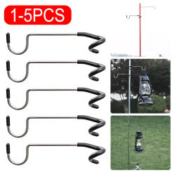 1-5 Pcs Stainless Steel Light Stand Holder Hooks Portable Tent Pole Lamp Hanger Hunting Fishing Lantern Hanger Outdoor Accessory