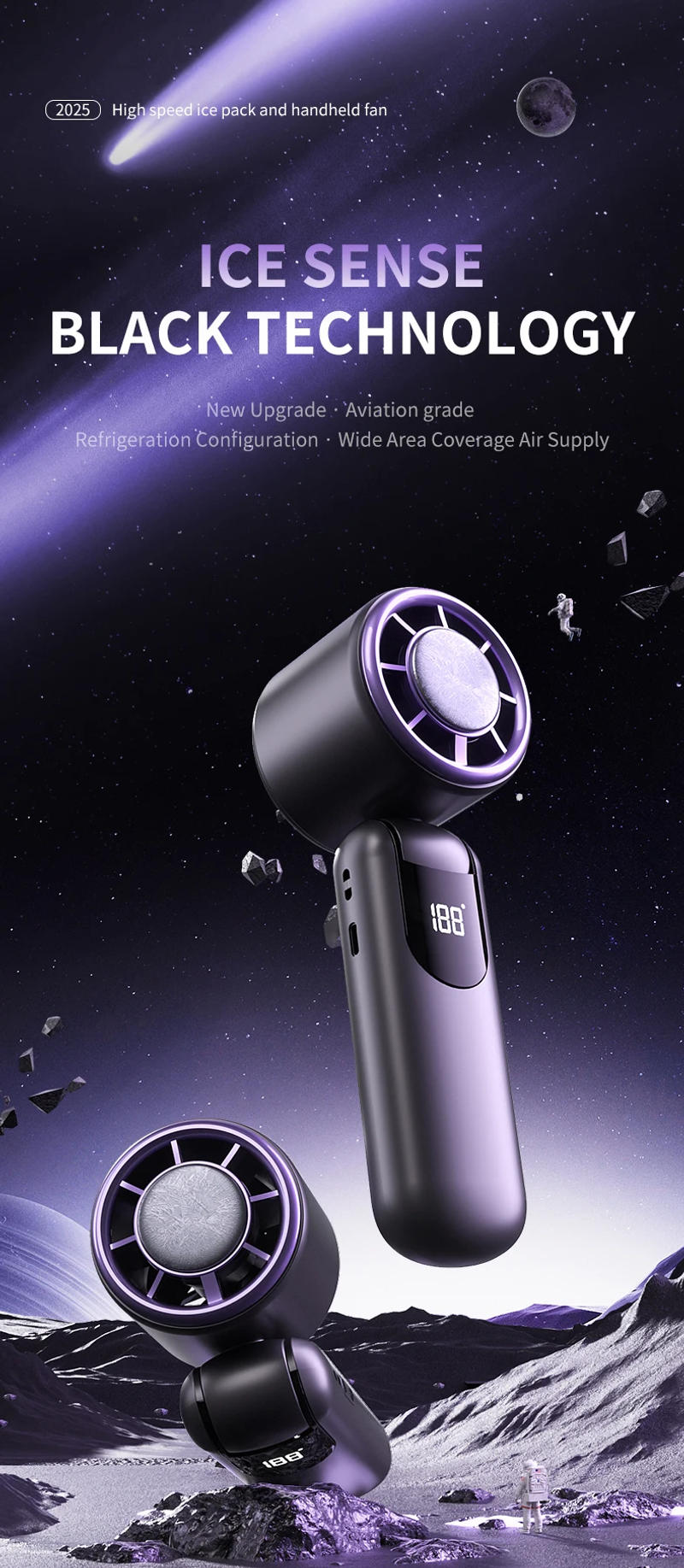 Description Picture 2 of itemSuperconducting refrigeration high-speed handheld fan outdoor charging portable small fan summer vacation/tourism/camping/travel