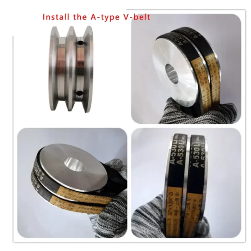 Description Picture 5 of itemType A, double-slot V-belt pulley,40mm 60mm 80mm 100mm aluminum V-belt pulley, 10mmPU belt 1PCS