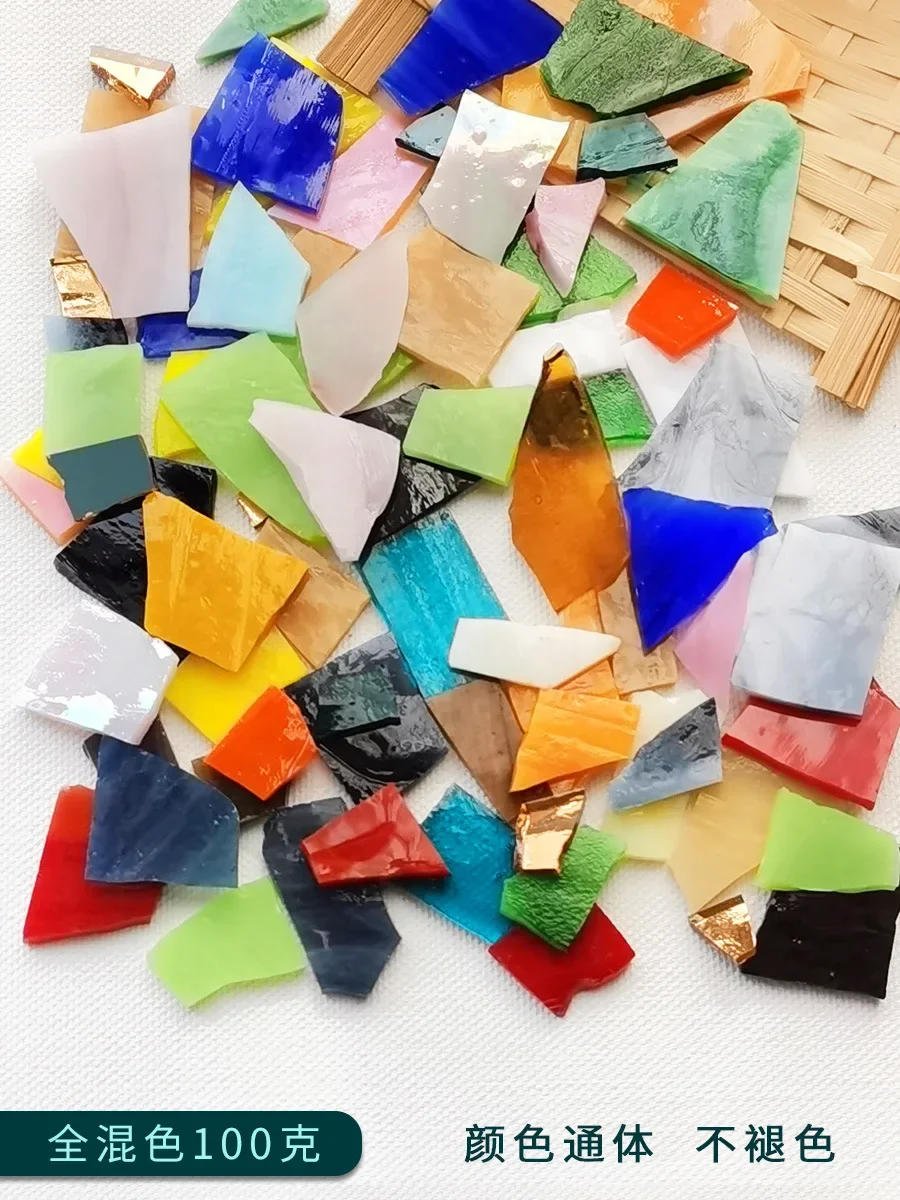 Description Picture 6 of item100g Irregular Shape Mica Mosaic Tiles DIY Craft Colored Fragments Glass Tile Mosaic Making Materials Home Wall Decoration