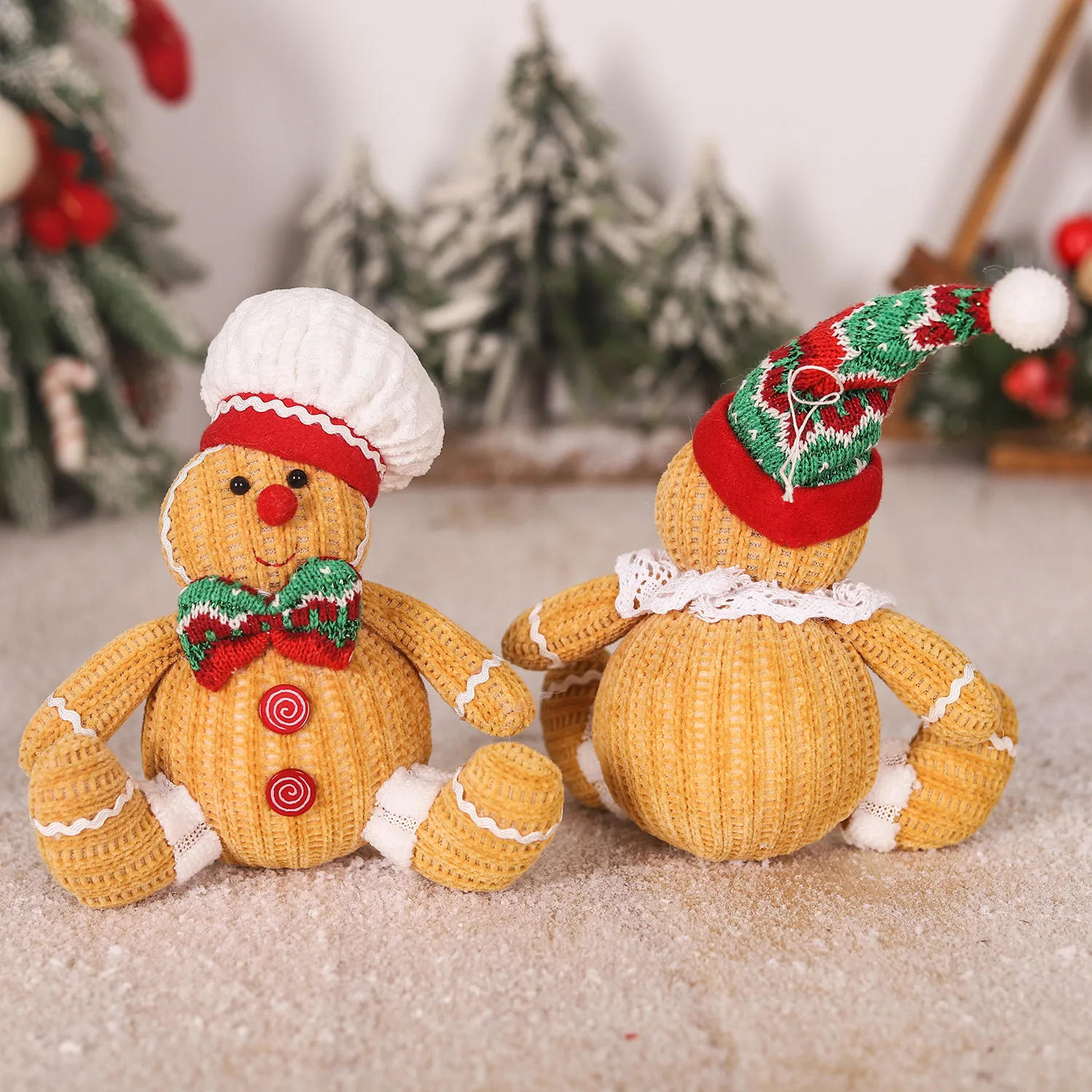 Description Picture 6 of itemChristmas Gingerbread Doll Sitting Posture Cartoon Chef Hat Biscuit Man Pendant Merry Christmas Decor for Home Xmas Ornaments