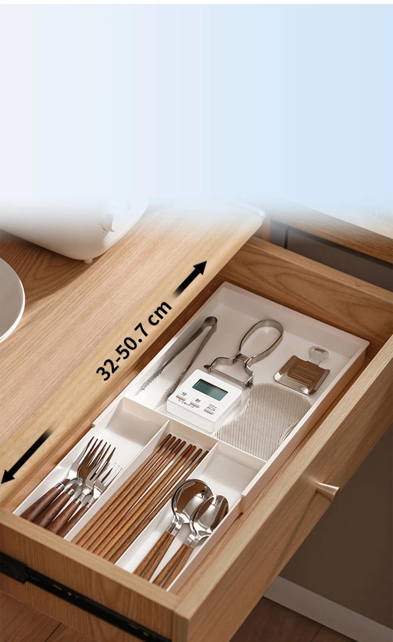 Description Picture 2 of itemKitchen Cabinet Stretchable Drawer Organizer Multifunctional Kitchen Utensils Storage Tray Kitchenware Classified Organizer Tray