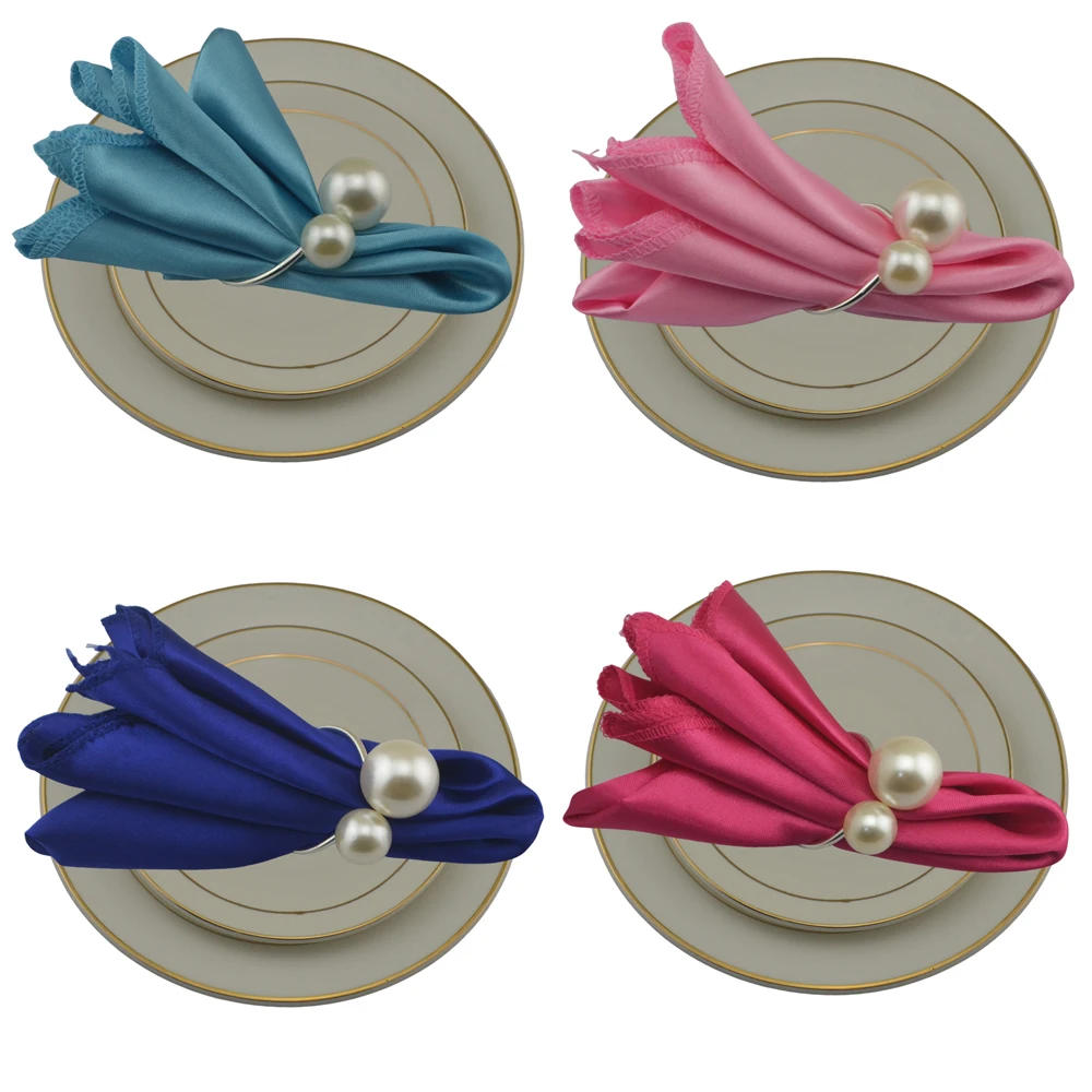 Description Picture 4 of item50pc Square 30x30cm Satin Elegant Satin Napkins Perfect For Wedding Graduation & Dinner Parties Restaurant Coffee/Cake Tea Towel