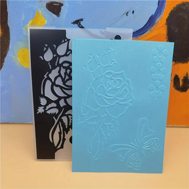 Description Picture 5 of item1pc,3D Plastic Rose and Butterfly Embossing Folder Template for DIY Scrapbook Paper Craft Card Making Decoration Supplies