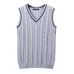 Men Spring Hot Sale Sweaters Vests Autumn Hot Sale Sleeveless 100% Cotton Knitted Waistcoat Stretch V-Neck Pull Jumpers Tanks