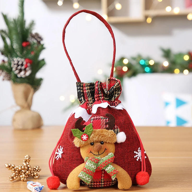 Description Picture 4 of itemChristmas Drawstring Gift Bag Santa Claus Design Candy Bags Reusable Sacks Event & Party Supplies Favors Home Decoration