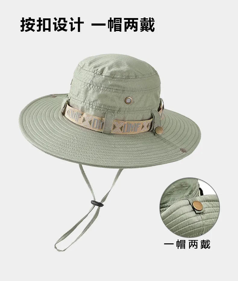 Description Picture 5 of itemSummer Bucket Hat Outdoor UV Protection Wide Brim Panama Safari Hat Mesh Fisherman Beach Cap for Hiking Cycling Fishing Hat