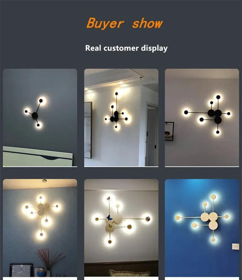 Description Picture 2 of itemNordic Branches Multi Arms Gold Black Wall Lamp For Bedroom Bedside Living Room Led Indoor Lighting Decoration