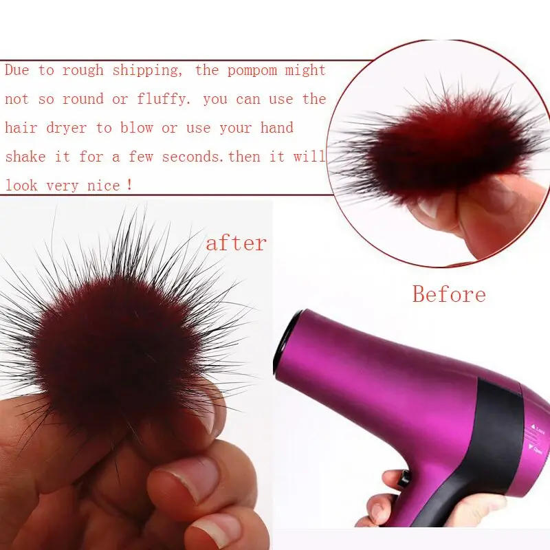 Description Picture 3 of itemBowknot Mink Fur Pompoms 28mm*68mm Fluffy Soft Pompones Diy Pompons Keychain Hair Decor Sewing Craft Supplies Gift Wholesale