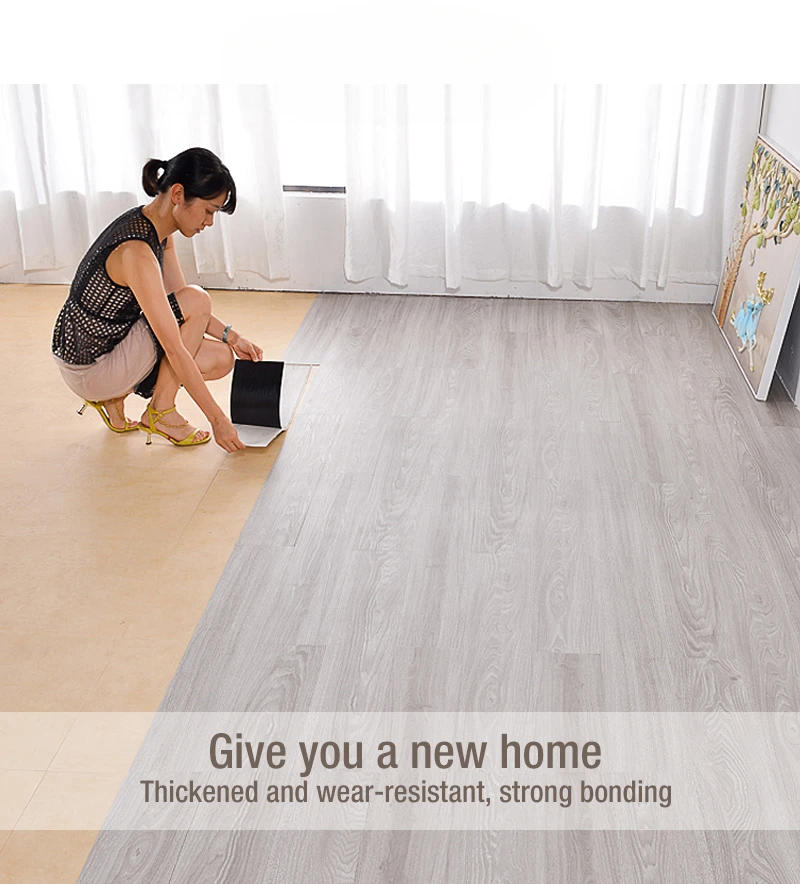 Description Picture 2 of itemSelf-adhesive Wood Grain Floor Wall Stickers PVC Wallpaper for Living Room Toilet Kitchen Home Floor Decor Waterproof Sticker