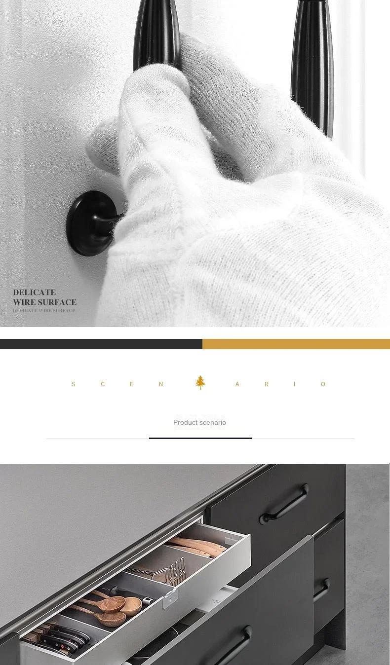 Description Picture 3 of itemBlack Kitchen Handle Zinc Alloy Cabinet Knobs  Stylish Drawer Knobs Pulls Furniture Handle Cabinet Door Hardware