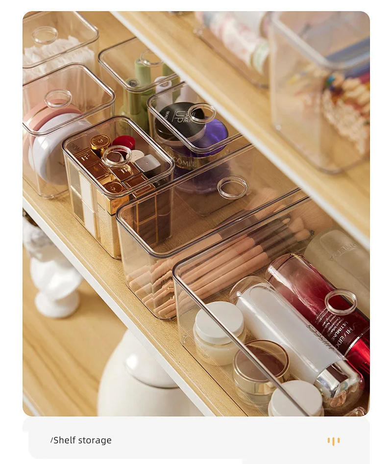 Description Picture 6 of itemDraw Organizer Acrylic Box With Lid Clear Desk Organizer Box Make up Cosmetics Organiser Office Stationery Storage Box Organizer