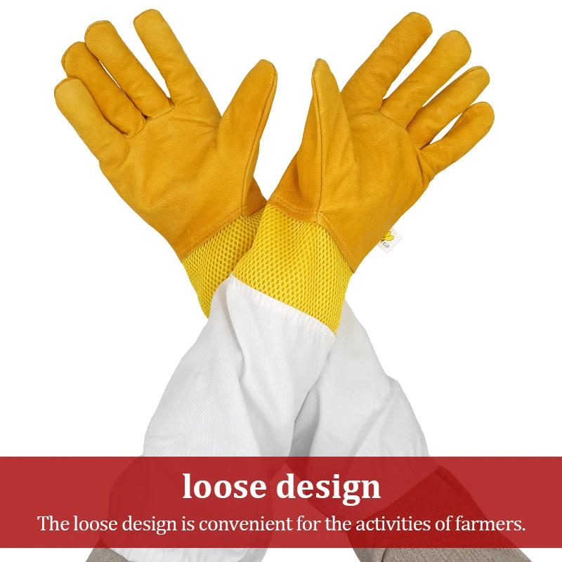Description Picture 5 of item1Pair Beekeeping Gloves Protective Sleeves Breathable Anti Bee Plus Size Sheepskin Long Gloves For Beekeeper Beekeeping Tools