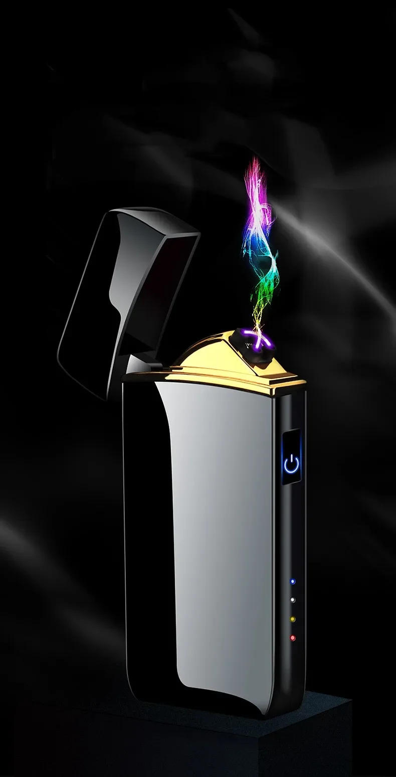 Description Picture 2 of itemNew Electric Lighter, Metal Double Arc Windproof LED Screen Touch Ignition Lighter, USB Charging Portable Lighter, Men's Gift