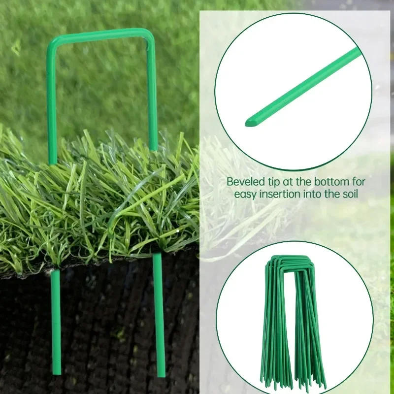 Description Picture 4 of item10/50pcs Landscape Staples U-Shaped Turf Pins Garden Stakes Heavy Duty Yard Lawn Tent Stakes Ground Nail Tent Securing Pegs