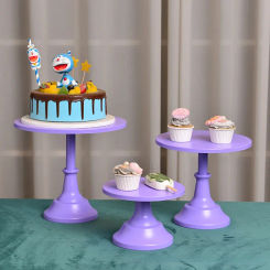14 Colors High Feet Round Cake Stands Sets 8/10/12 inches Fondant Dessert Cupcakes Display Plates for Home Party Bakeware Tray