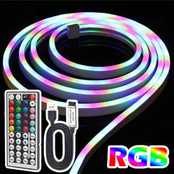 5V USB Neon LED Strip Light Waterproof 2835SMD RGB 60LEDs/m Flexible Neon Rope with Remote Control for Bedroom Decor