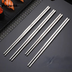 1 Pair Chopsticks 304/201 Stainless Steel Non-Slip Chopstick Metal Sushi Sticks Korean Japanese Food Chinese Chopsticks