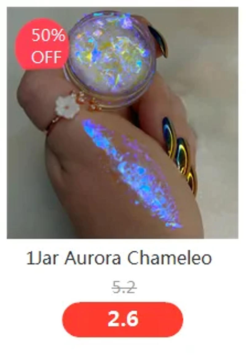 Description Picture 6 of itemSparkly Chameleon Nail Opal Flakes Magic Mirror Aurora Thick Nail Sequins Pigment Eye shadow Colorshift Mermaid Nail Chrome Dust