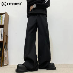 LUZHEN Fashion Elegant Loose Straight Casual Pants Men's 2024 New Solid Color Original Male Pleat Trousers Free Shipping LZ2259