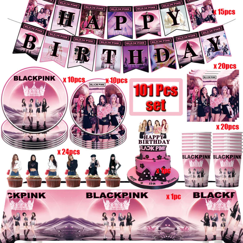 Description Picture 3 of itemSuper Star Four Girls Birthday Decoration Paper Disposable Tableware Set Backdrop For Kids Star Girl Figures Party Supplies