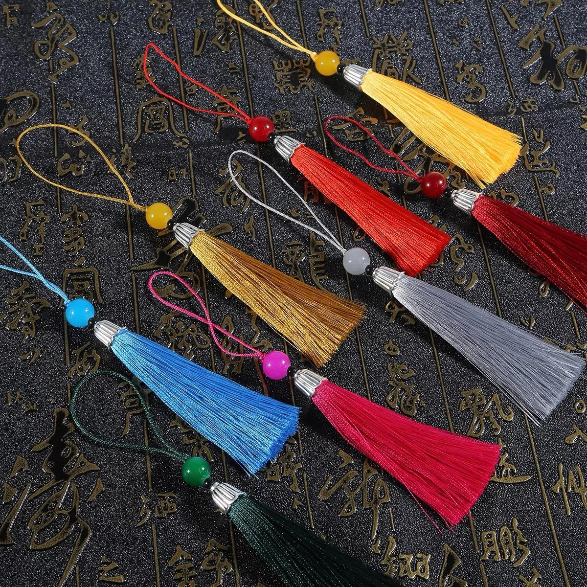 Description Picture 3 of item10Pcs Tassels Silky Handmade Soft Tassels Jade Bead Tassels DIY Craft Jewelry Car Key Chain Decor Pendants Smooth Fringe Trim