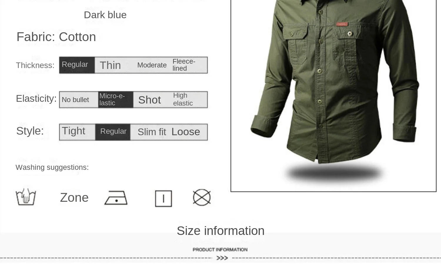 Description Picture 6 of itemDress Shirts for Men Luxury Brand Casual Long Sleeve Social Shirt Mens Clothing Outdoor Formal Man Fashion Vintage Elegant Men's