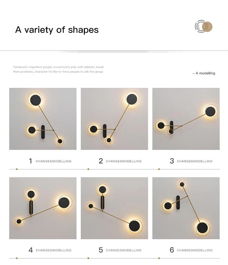 Description Picture 4 of itemLED Wall Lamp for Living Room Sofa Background Bedroom Bedside Creative Nordic Corridor Aisle Rotatable Wall Light Interior Decor