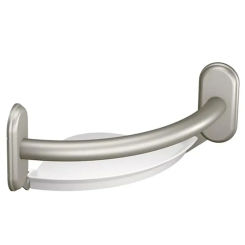 9-Inch Curved Bathroom Grab Bar with Corner Shelf 500 lbs Support Brushed Nickel Easy Installation SecureMount Design 9"x1" Size