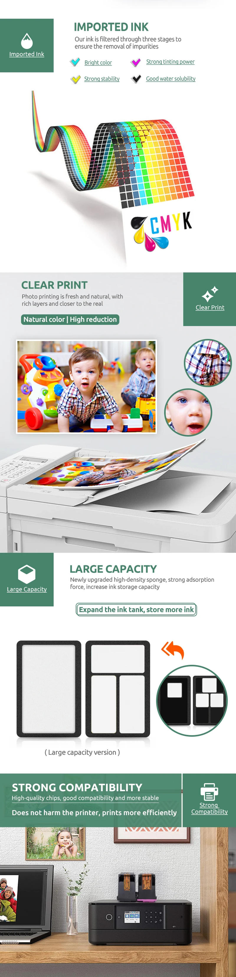 Description Picture 5 of itemIcehtank Refilled 63XL Ink Cartridge For HP 63 XL Officejet 5200 4652 4655 3830 4650 4656 4657 ENVY 4510 4511 4520 4522 4526