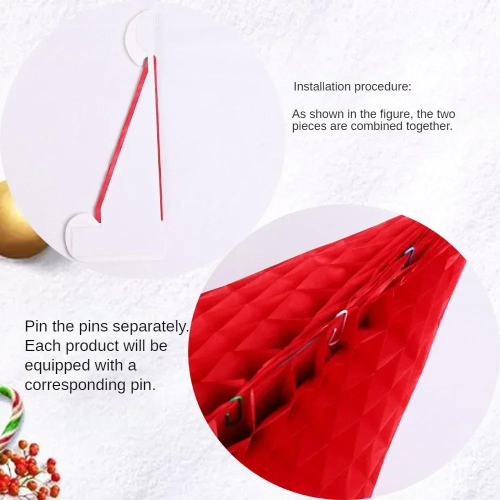 Description Picture 5 of item1PC Christmas Tree/Hat Stereo Pendants Paper Honeycomb Hanging Ornaments for Christmas Party Decor Xmas Table Setting Supplies