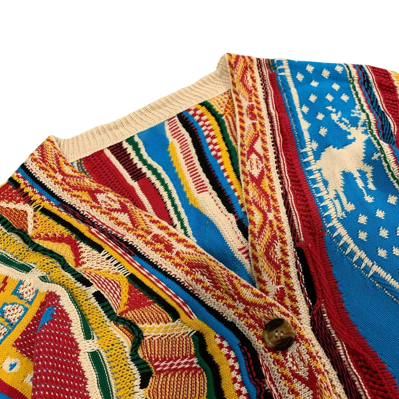 Description Picture 3 of itemKapital Vintage Non Hirata Hiroshi Japanese Jacquard Heavy Industry Cardigan V-Neck Sweater Coat for Men