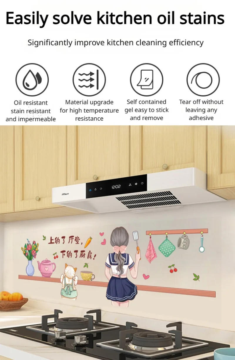 Description Picture 3 of itemKitchen high-temperature and oil smoke resistant tiles, wall waterproof and moisture-proof self-adhesive transparent stickers