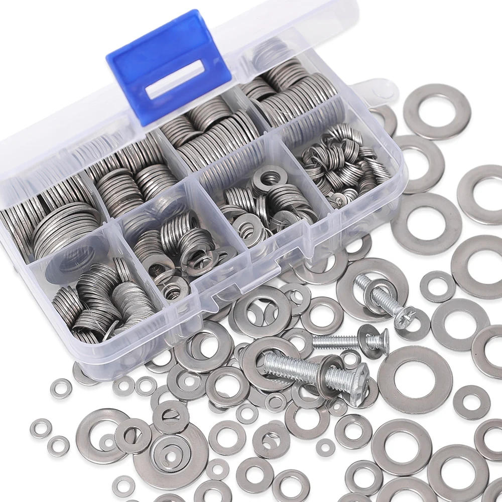 Description Picture 3 of itemStainless Steel Flat Washers 360pcs Sealing Plain Gaskets M2 M3 M4 M5 M6 M8 M10 Metal Ring General Screw Bolt Assortment Kits