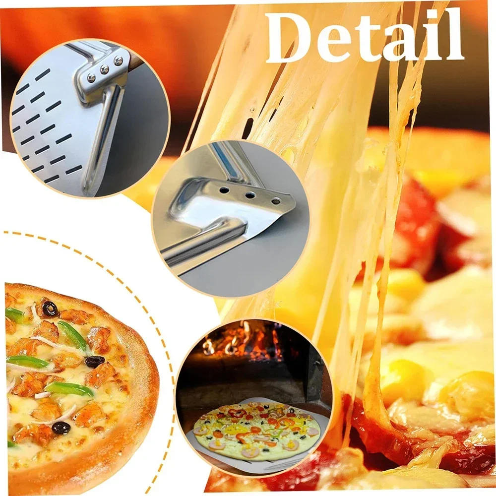 Description Picture 5 of item12 Inch Pizza Shovel Metal Non-Stick Pizza Peel with Wood Handle Transfer Tray for Homemade Baking Pizza Cake Bread Pizzas Tools