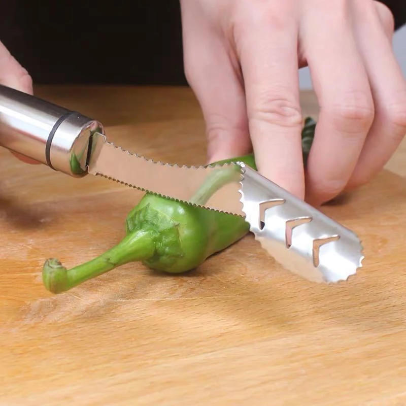 Description Picture 4 of itemGreen Pepper Coring Device Cutting Pepper Knife Stainless Steel Household Crispy Pepper Cucumber Bitter Melon Corer Kitchen Tool