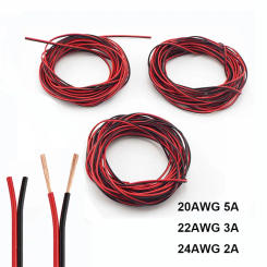 Electrical Wire 2 Pin Wires LED Strip Cable 20AWG 22AWG 24AWG 12V Flexible Electric Extension Cable For Lamp Bulb Automotive