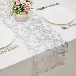 Golden Table Runner Wedding Decoration Gold Party Goldfoil Mesh Rose Silver Sequin Thin Roll Dining Tablecloth