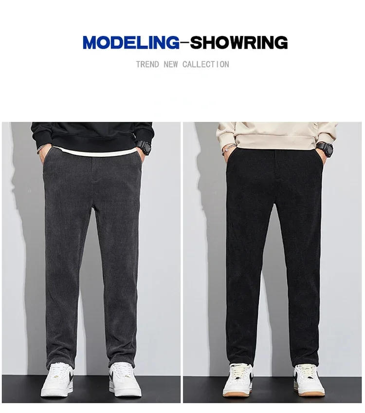 Description Picture 6 of itemSpring 2024 New Fashion High-end Corduroy Slim All Match Straight Leg Casual Pants Jogger Trousers Men