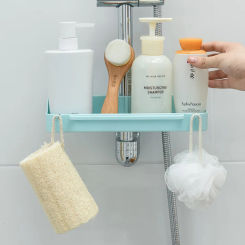 1PCS Shower Storage Holder Rack Towel Holder Shampoo Soap Tray Stand Organizer Shelf with Hook for Bathroom Kitchen Accessories