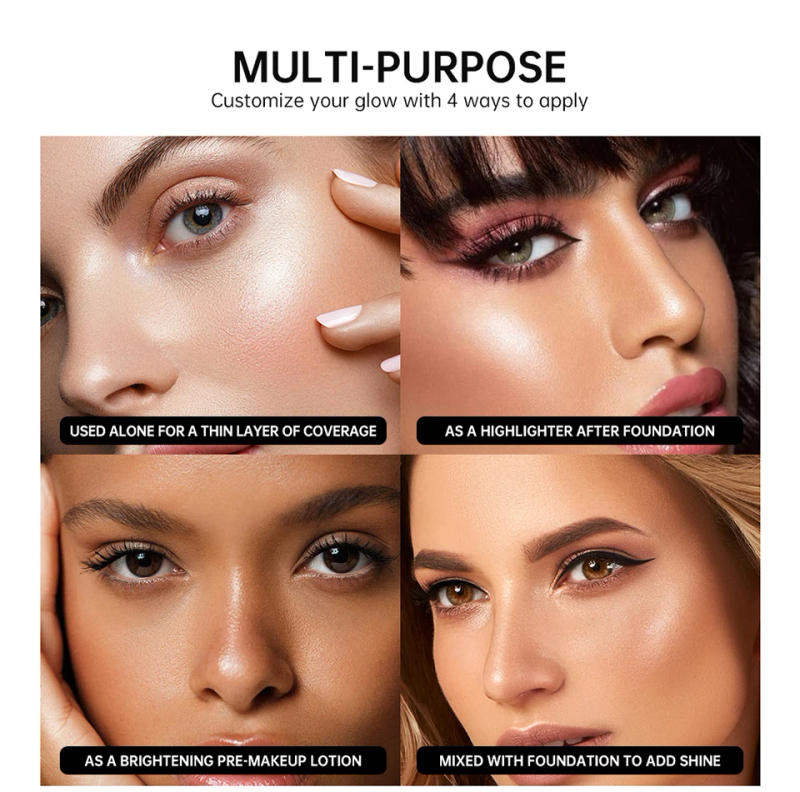 Description Picture 5 of item8colors Halo Glow Liquid Filter Liquid Highlighter Face Contouring Pearlescent Makeup Brightener Bronzer Glow Body Face Cosmetic