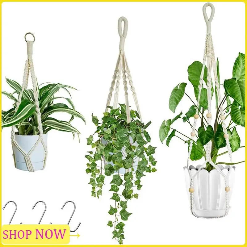 Description Picture 5 of itemEspecial 3 Pcs Rope Hanging Planter Hanging Plant Holders Macrame Flower Pot Hanger With Hanging Hooks For Outdoor Decor