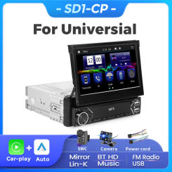 7 Inch Retractable Touch Screen Intelligent System Car Multimedia MP5 Player For Universal Support Wireless Carplay Android Auto