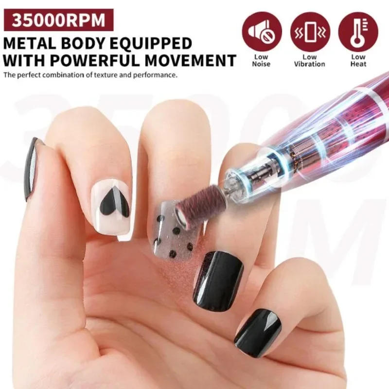 Description Picture 5 of itemElectric Nail Polisher Drill Bits Professional Nails Grinding Polishing Dead Skin Removal Art Sanding File Pen Manicure Machine