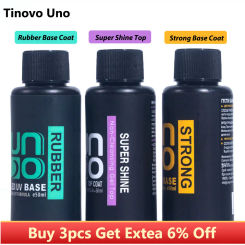 Tinovo Uno 50ML Strong Rubber Base Coat Top Coat Manicure UV Gel Nail Polish Super Shine Topcoat No Wipe Clear Thick Gel Varnish