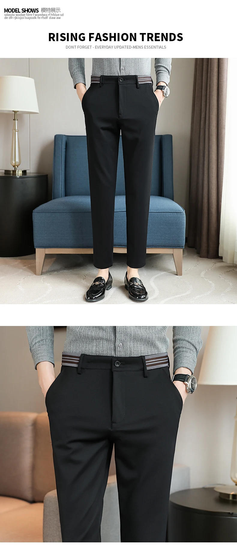 Description Picture 4 of itemMen's Summer Ice Silk Breathable Suit Pants Fashionable Casual High Elastic Slim Fit Pants Business Office High Sense Suit Pants