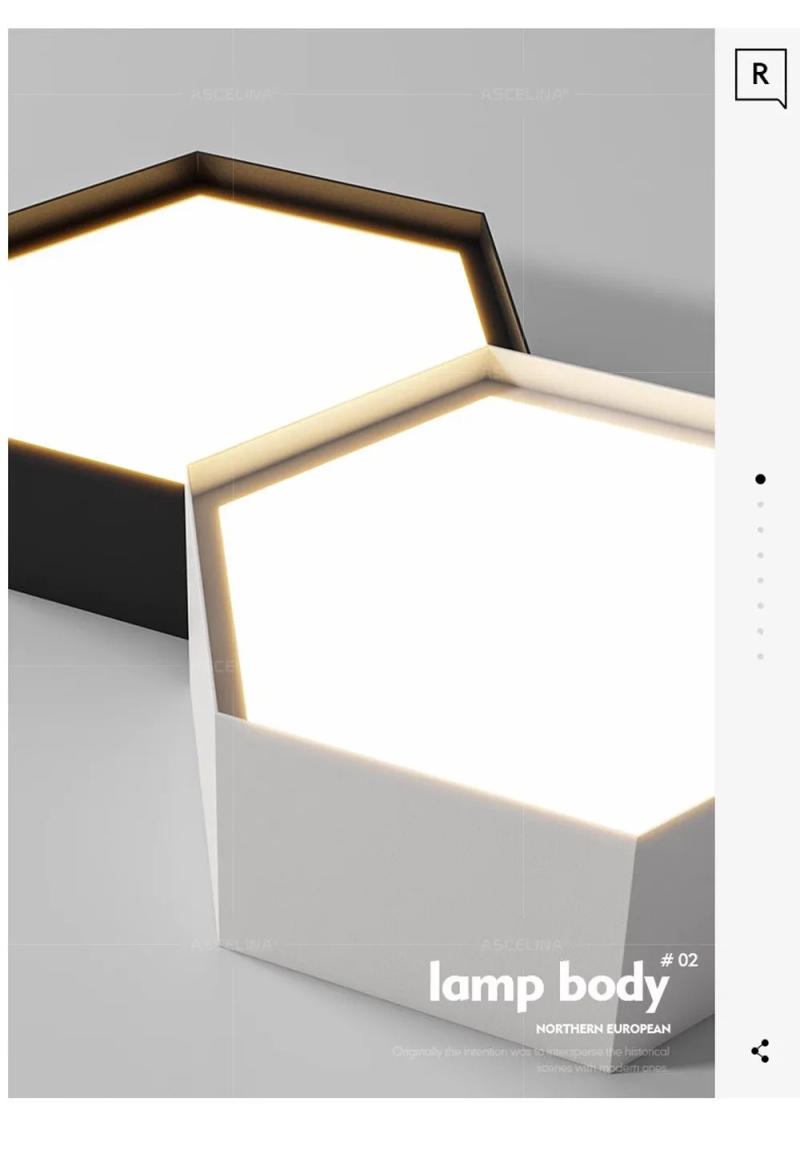 Description Picture 5 of itemScandinavian LED Simple Ceiling Light White Black Polygon Light For Porch Entry Door Bedroom Dining Room Kitchen Lighting